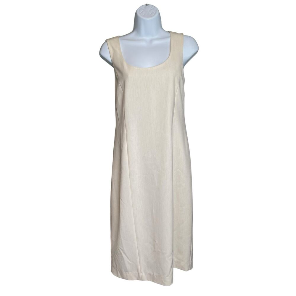 Vintage Harve Benard Ivory Sleeveless Sheath Dress Size 8 Timeless Minimalist